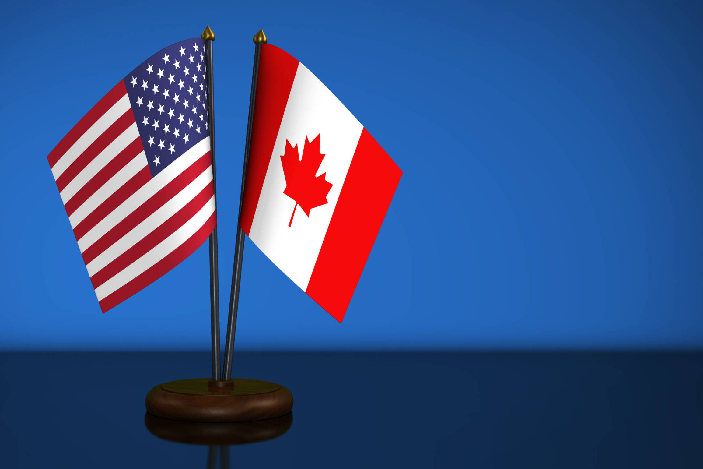 USA Flag And Canadian Desk Flags