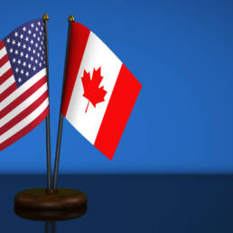 USA Flag And Canadian Desk Flags