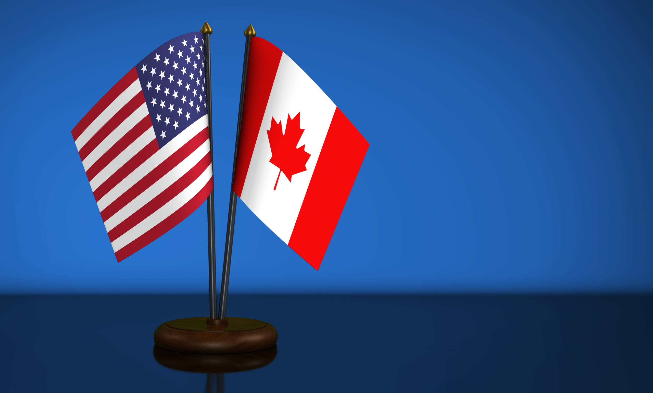 USA Flag And Canadian Desk Flags