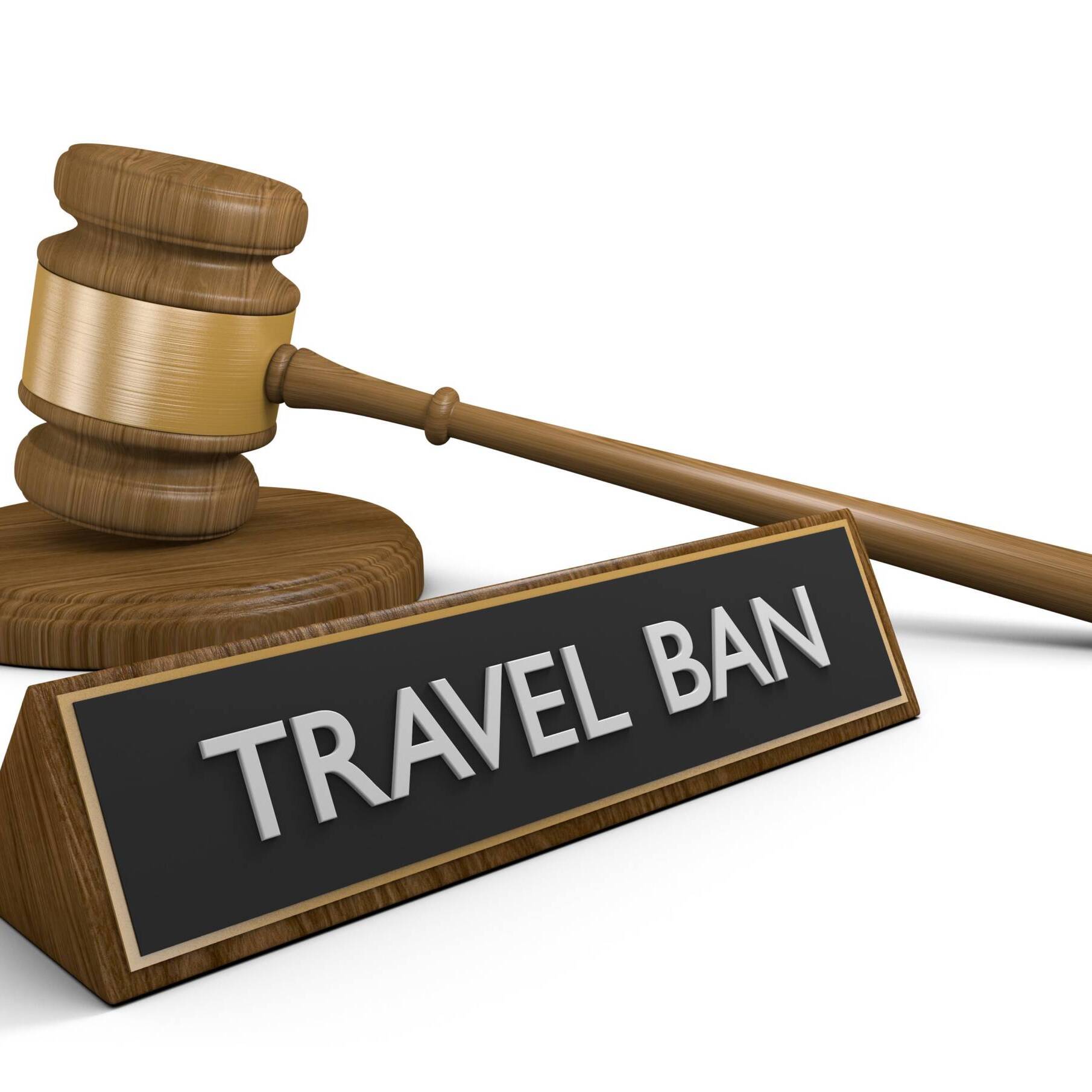 Law concept of the controversial United States travel ban restrictions, 3D rendering