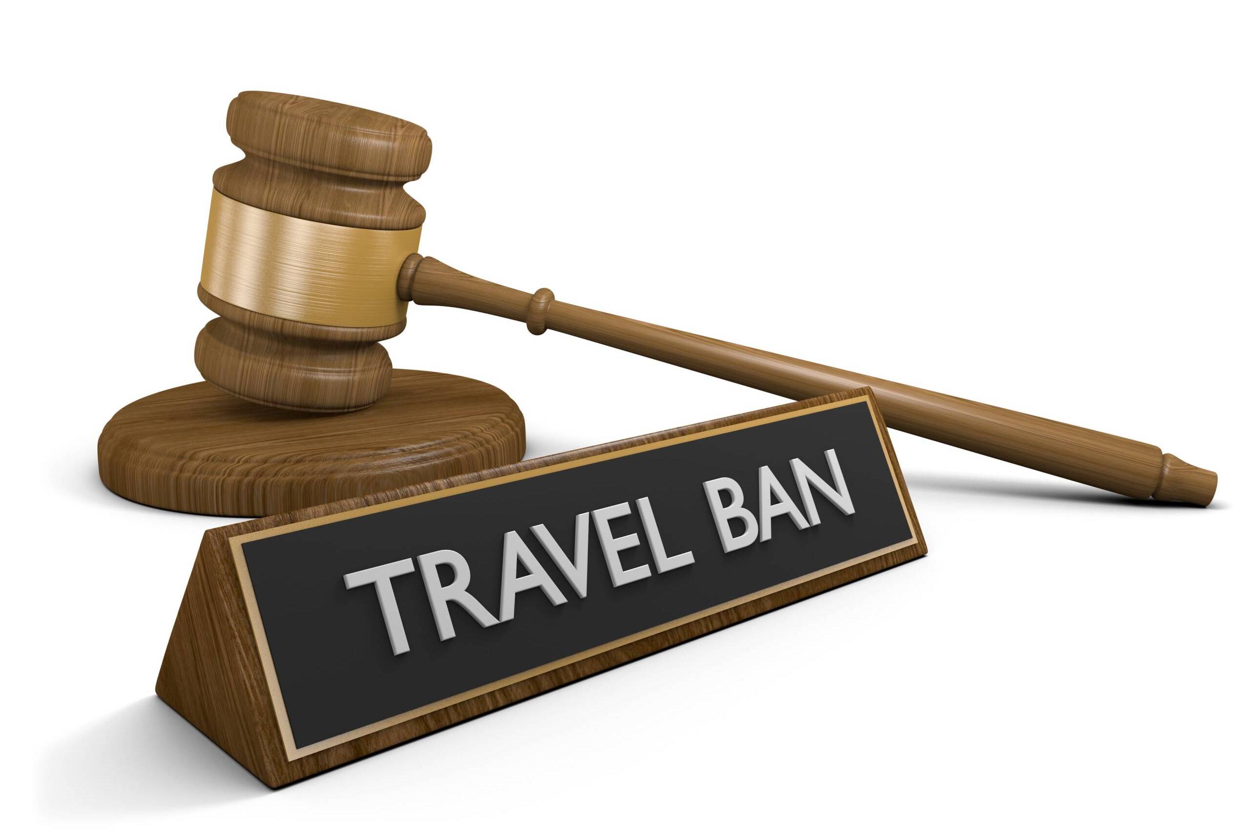 Law concept of the controversial United States travel ban restrictions, 3D rendering