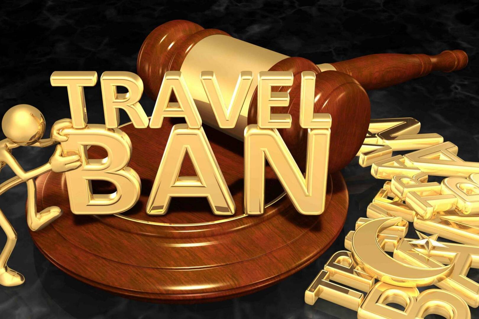 Law Concept Moving A New Travel Ban In With The Original 3D Character Illustration