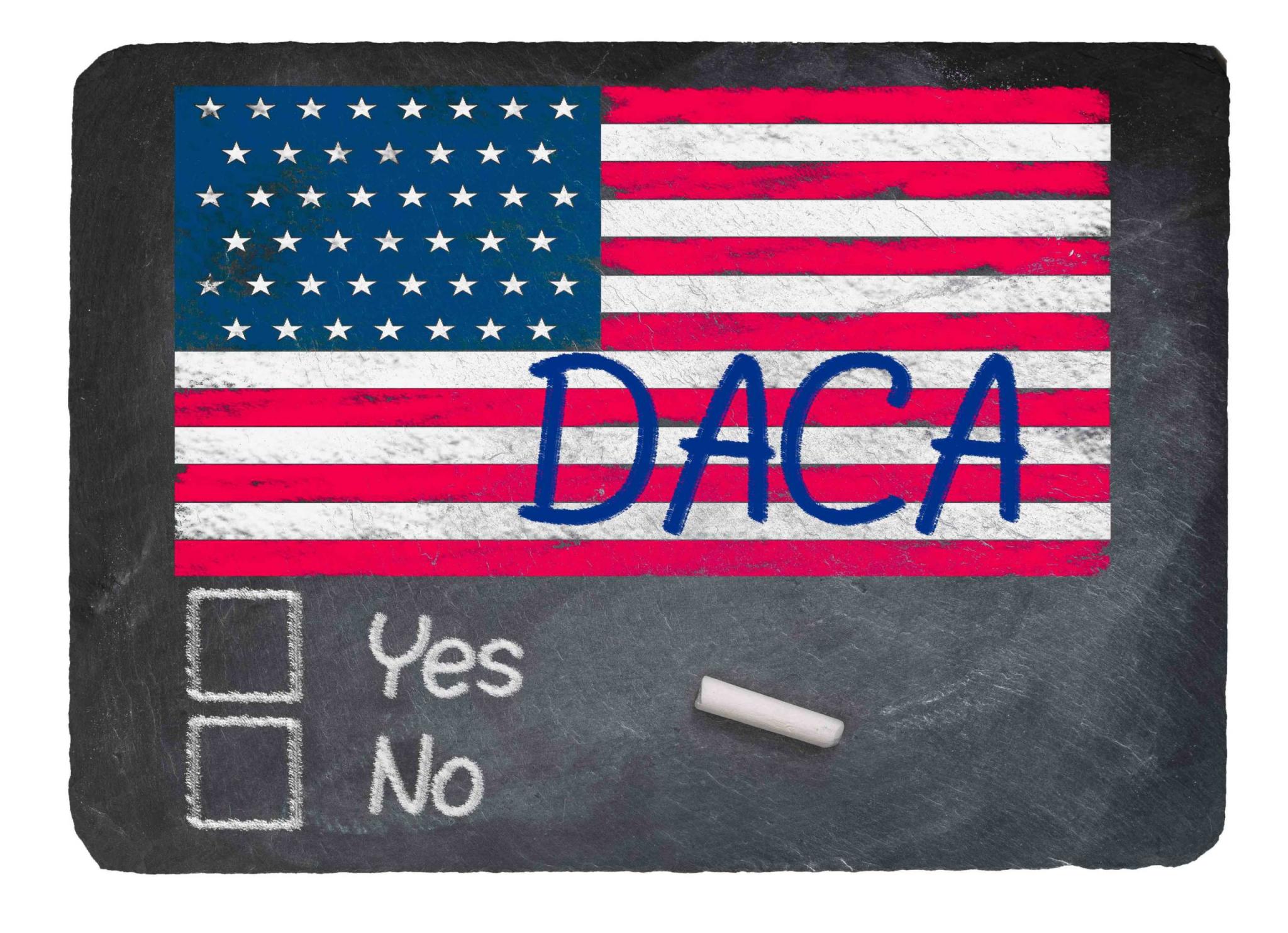 DACA concept using chalk on slate blackboard