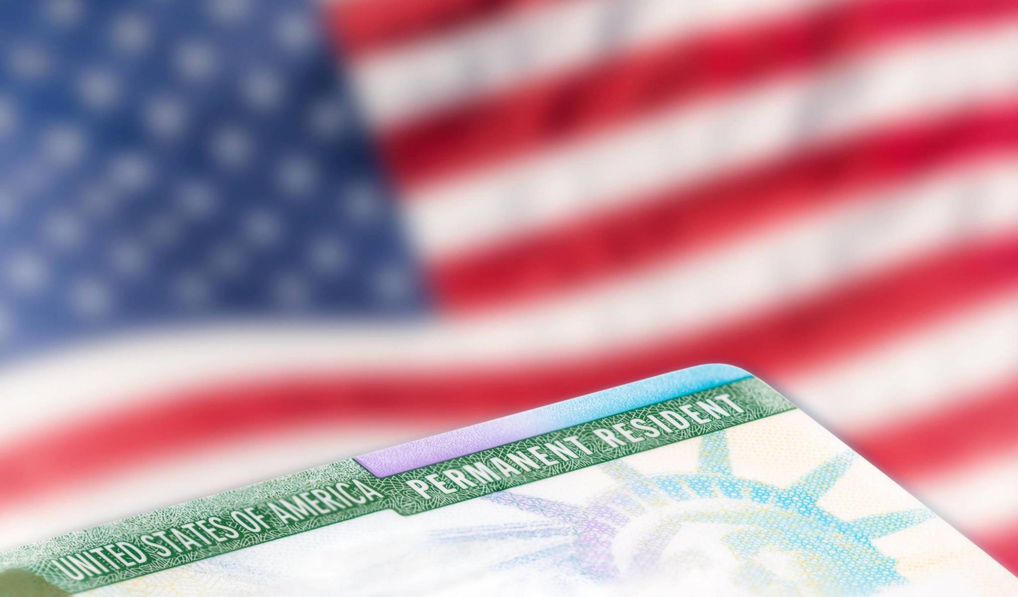 American permanent resident card, immigration concept