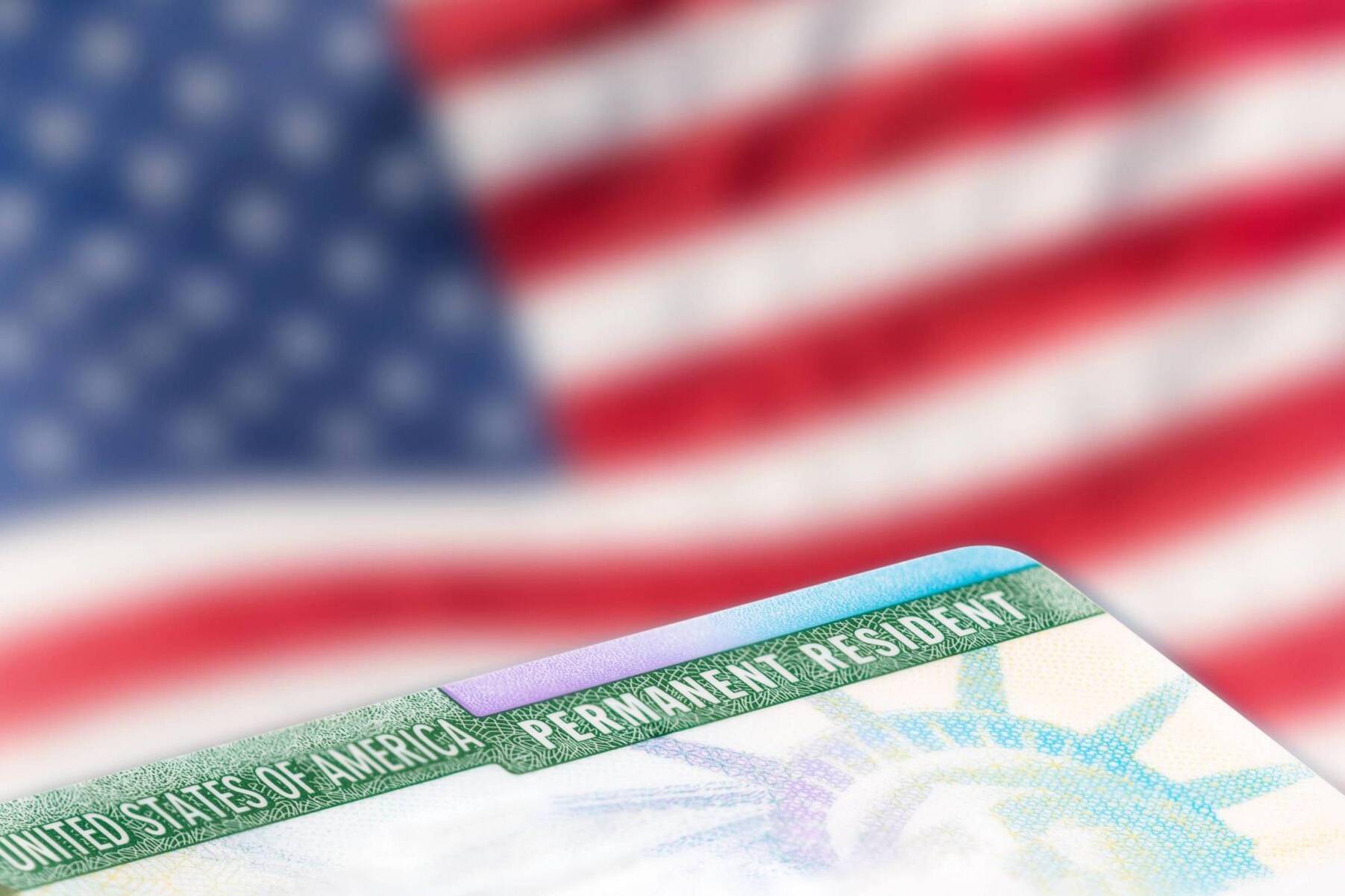 American permanent resident card, immigration concept