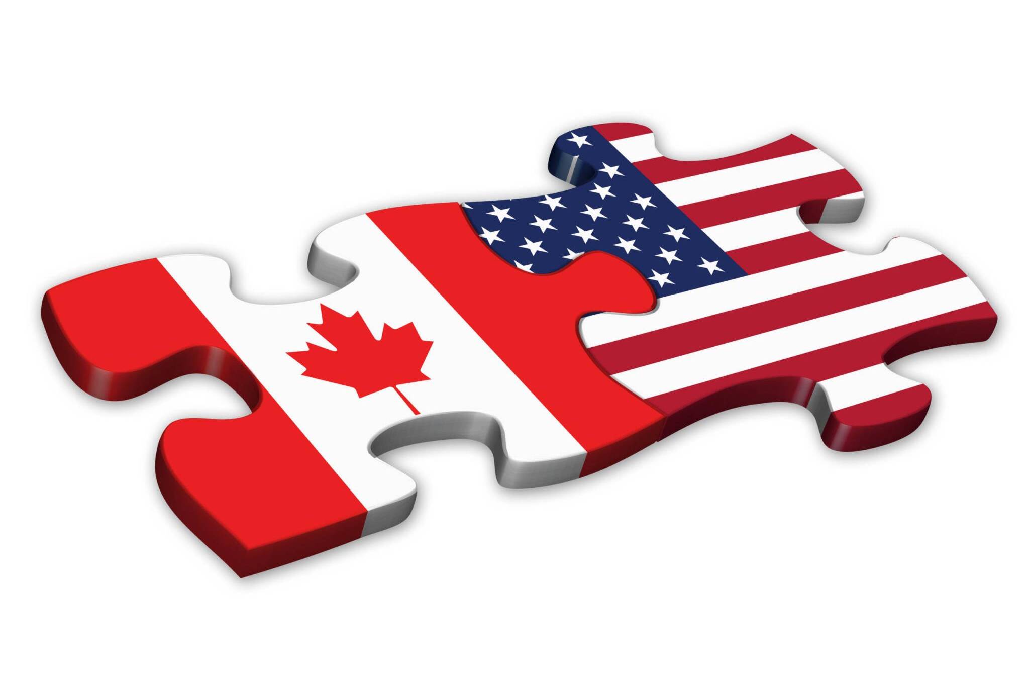 US & Canadian Flags (Canada American icons jigsaw)