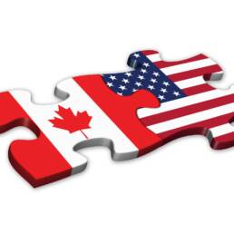 US & Canadian Flags (Canada American icons jigsaw)