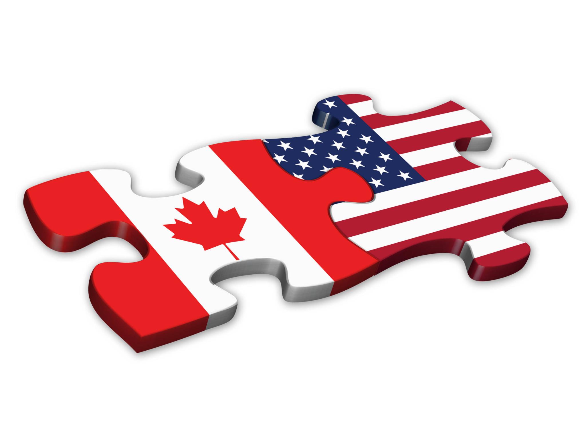 US & Canadian Flags (Canada American icons jigsaw)