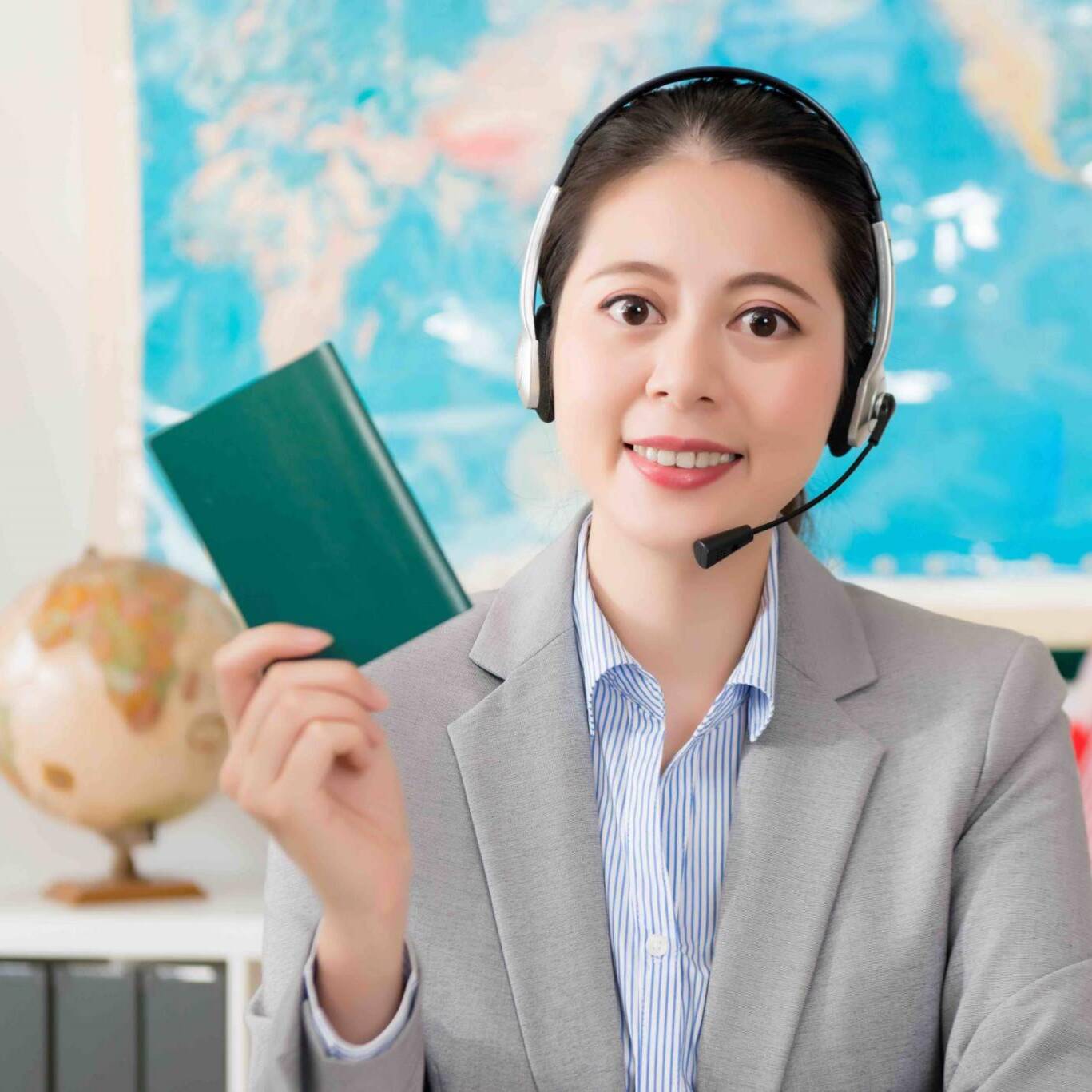 elegant travel agent company female operator