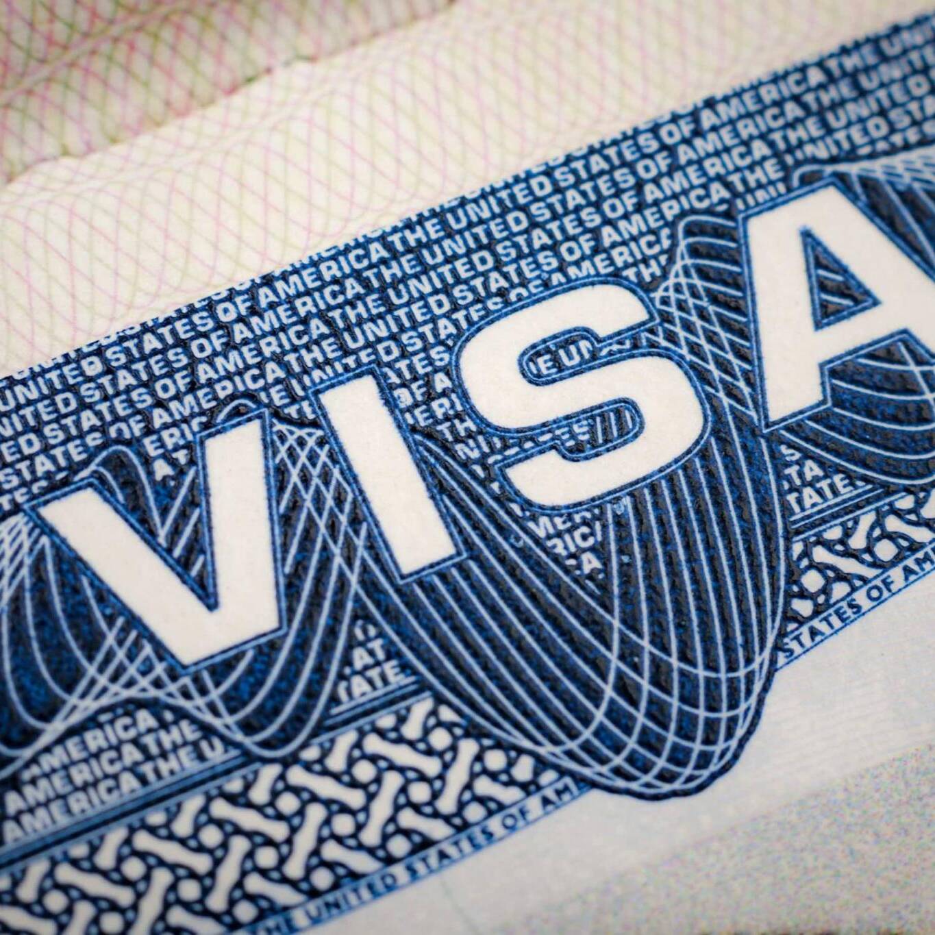 Close up on USA visa in a passport. A visitor needs a valid US visa to present to the CBP officer (customs and border protection) to enter the United States of America