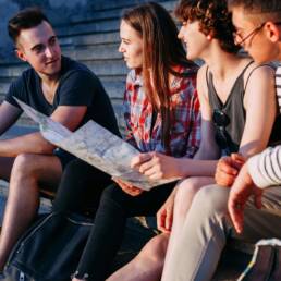 Group of people planning the journey