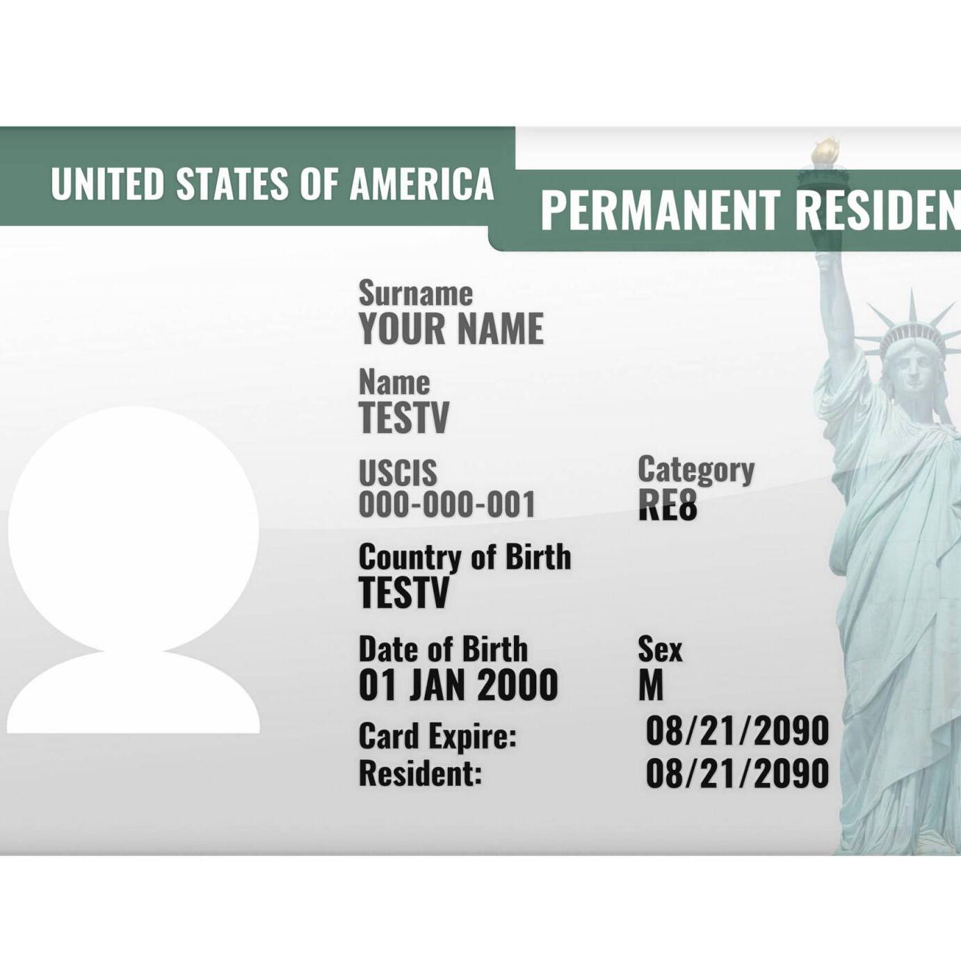 permanent resident USA card 3d render design