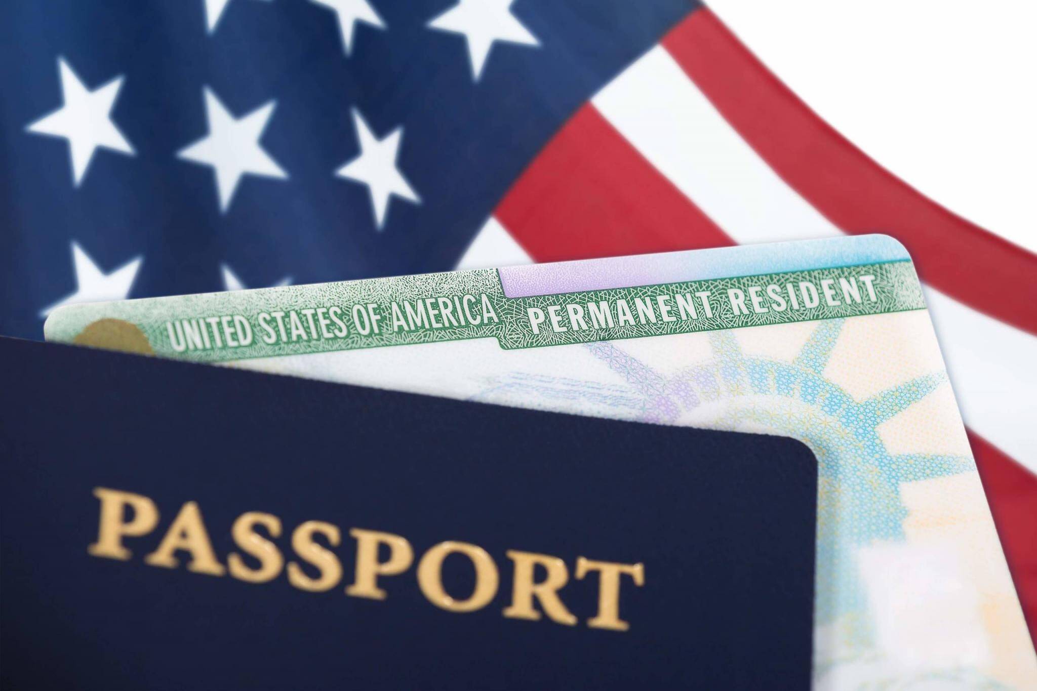 United States resident card, immigration concept