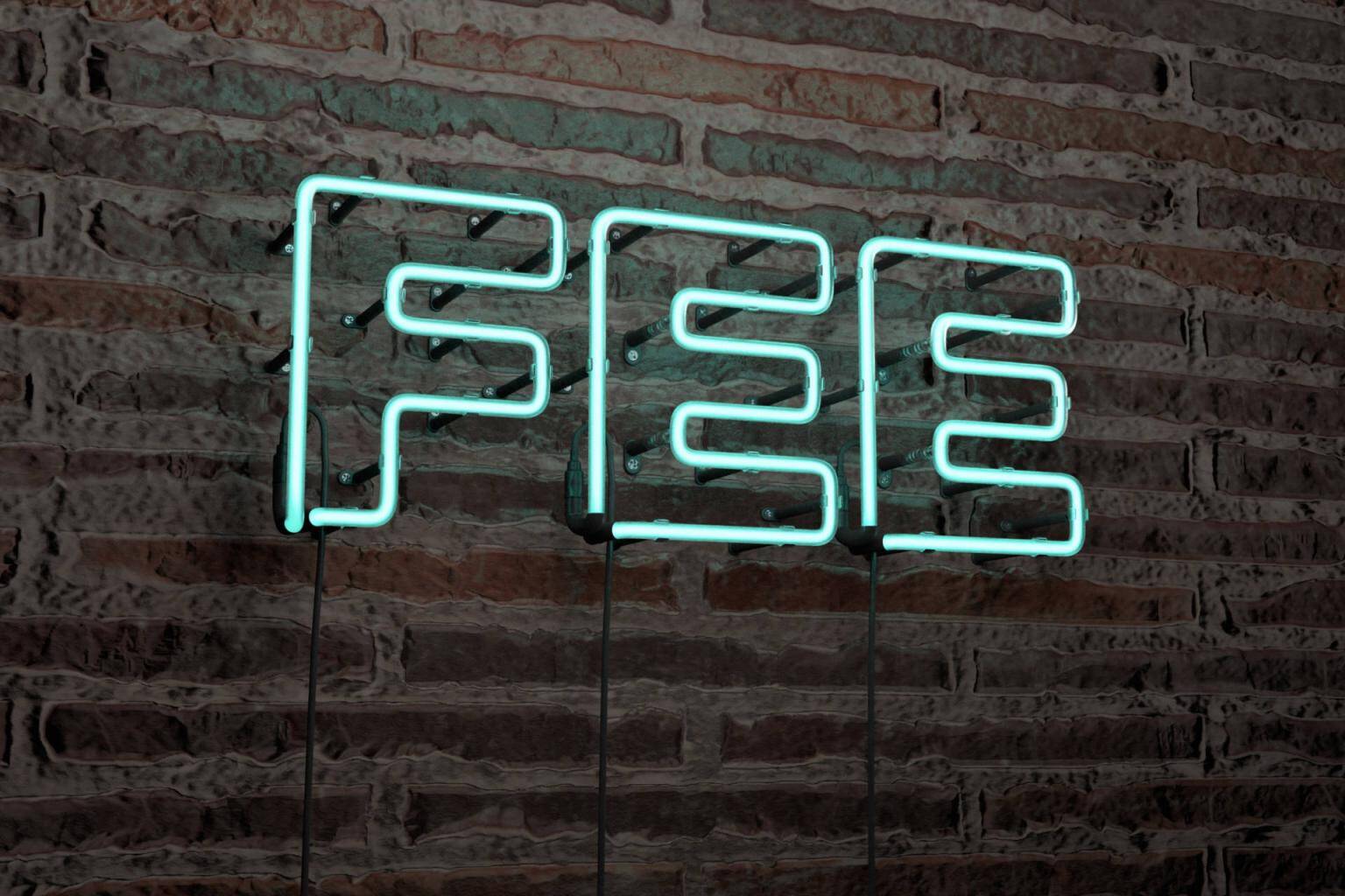 FEE Realistic Neon Sign on Brick Wall background