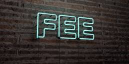 FEE Realistic Neon Sign on Brick Wall background