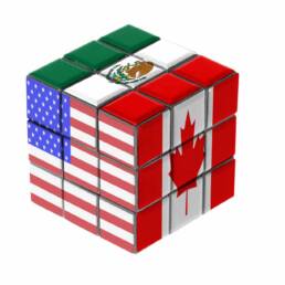 North American Free Trade Agreement. Economic puzzle concept.