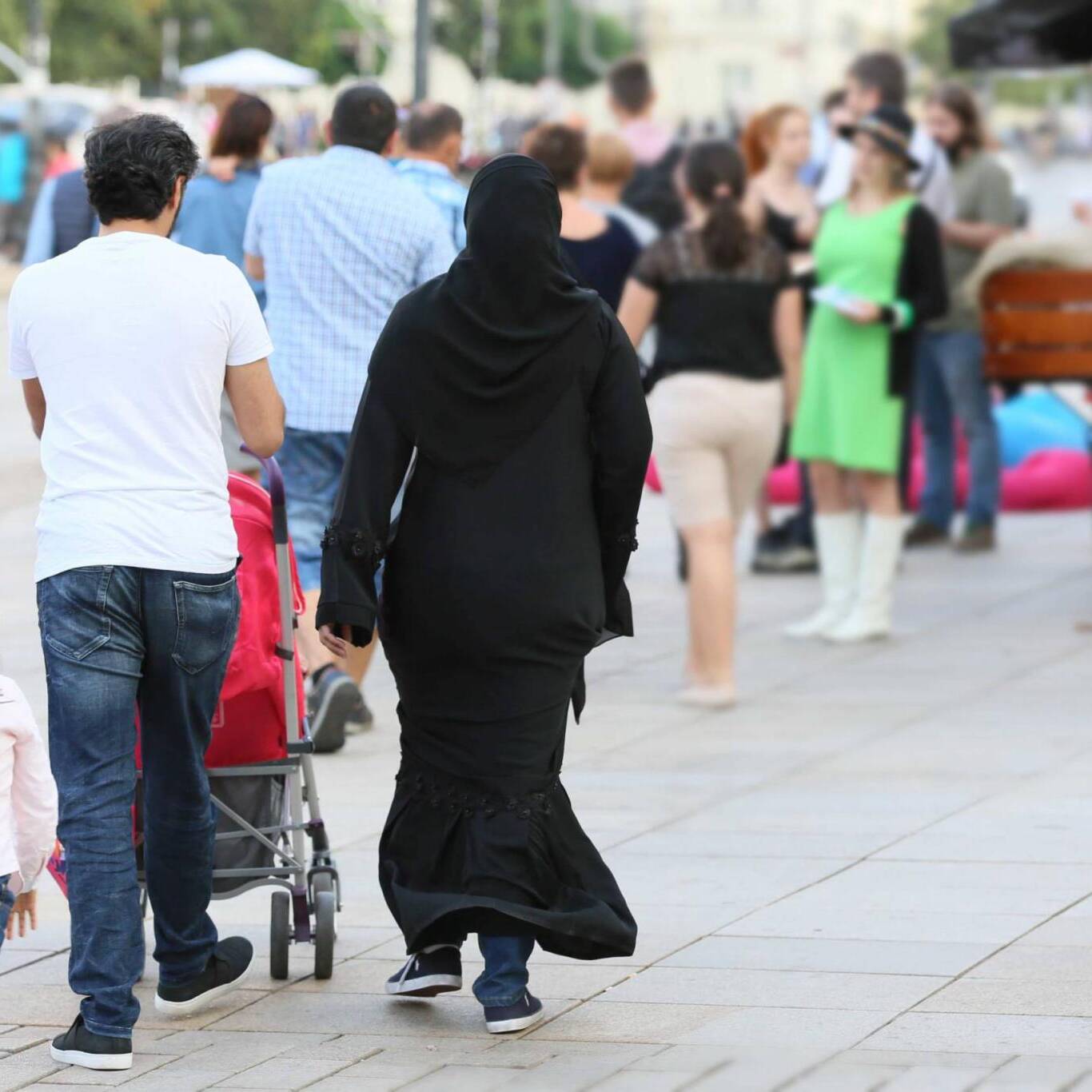 Muslim family with children