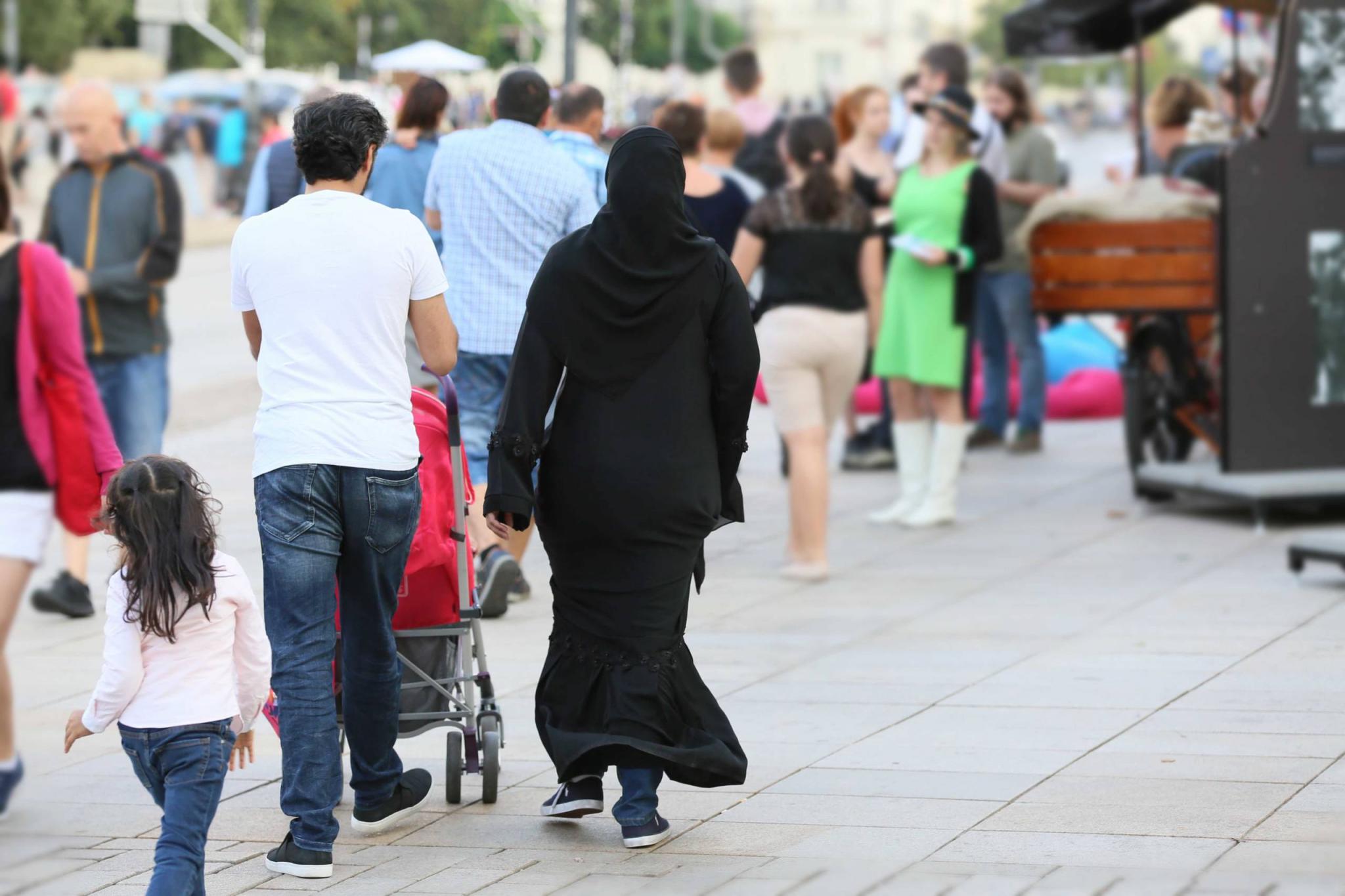 Muslim family with children