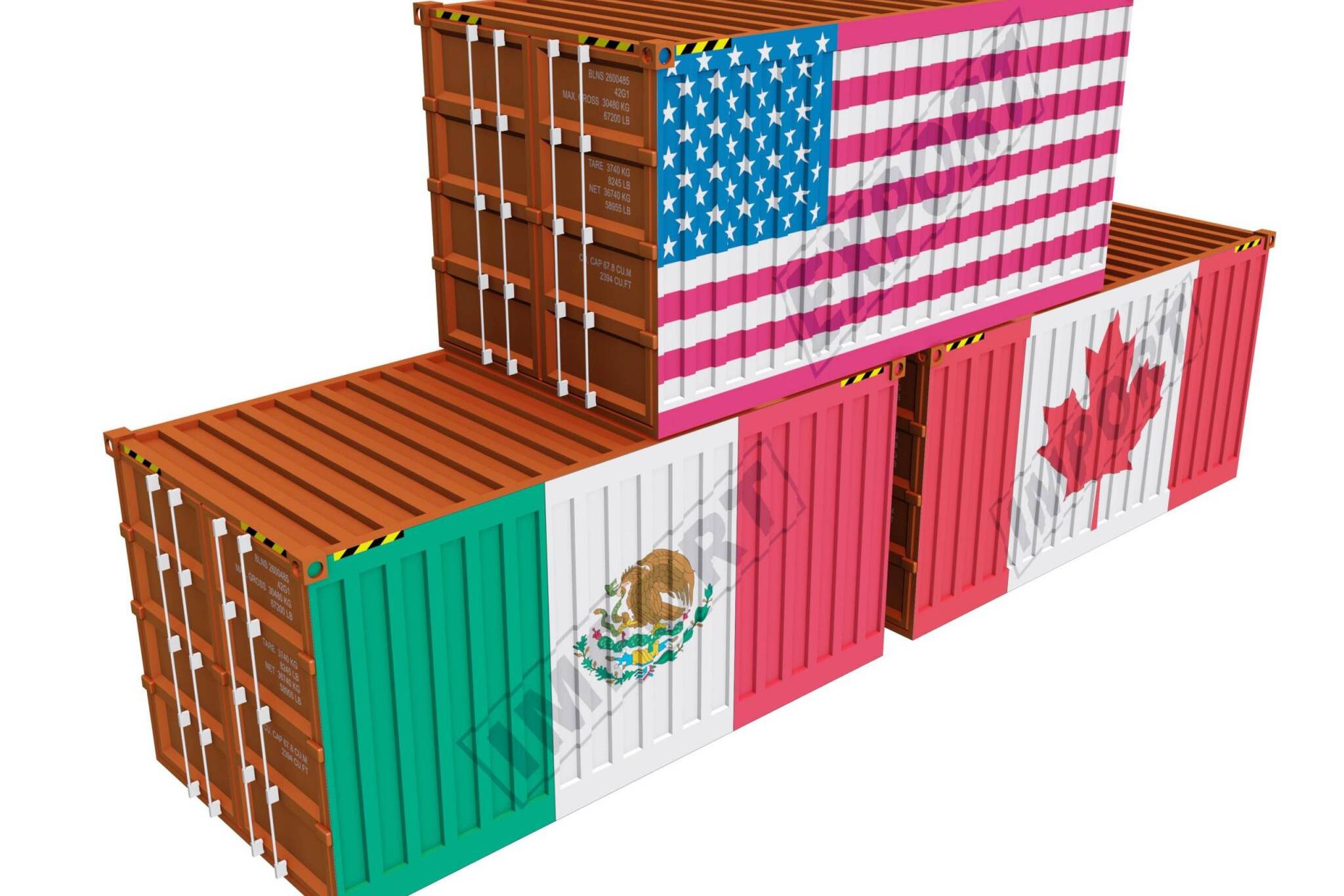 Cargo containers USA Mexico Canada