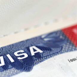 close up on USA visa on the passport