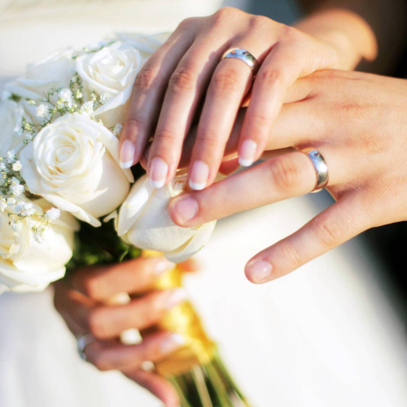 Wedding rings and hands