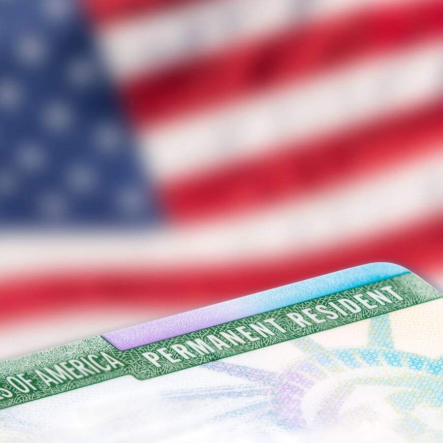 American permanent resident card, immigration concept