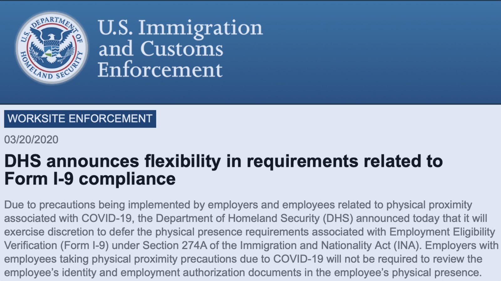 Relaxation Of Employer I 9 Compliance Will End November 19 Berardi Immigration Law