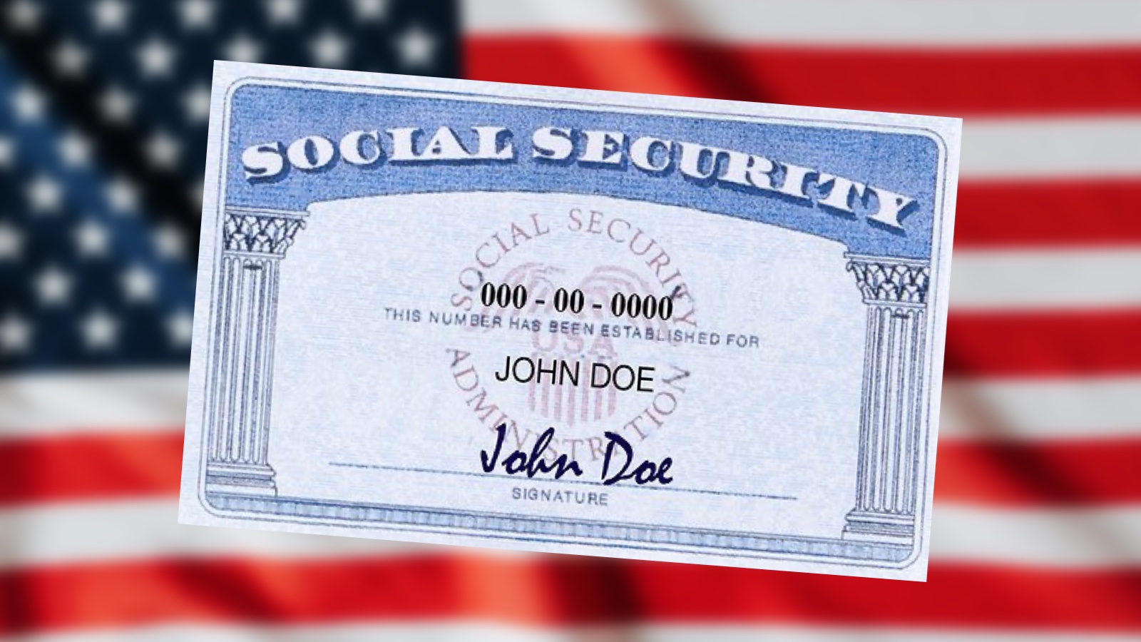 social security card over american flag