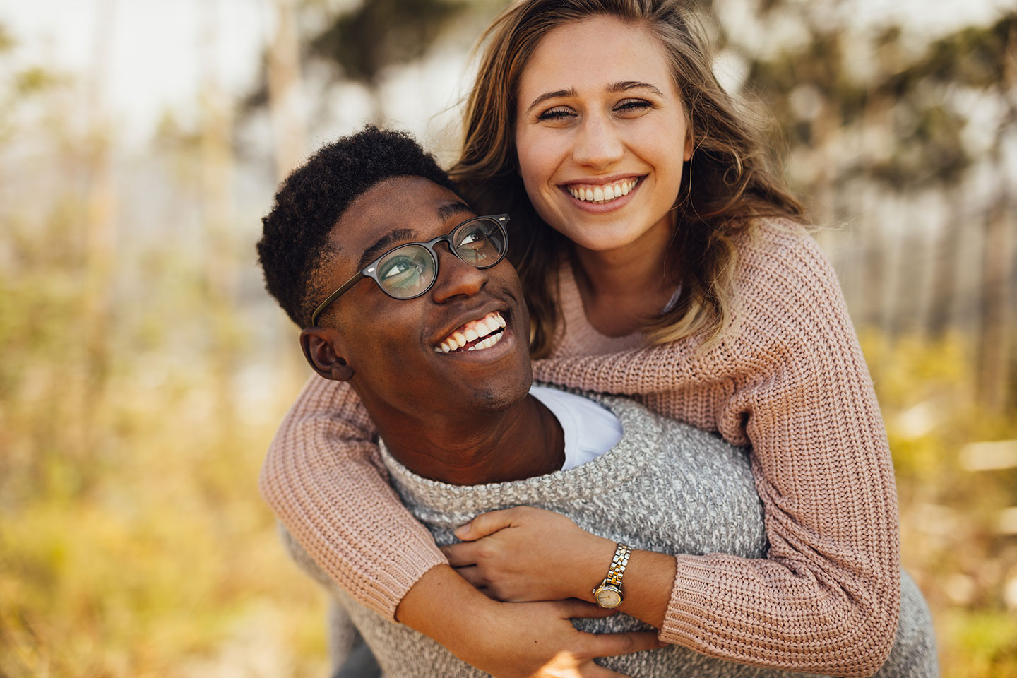 interracial couple on sunny day